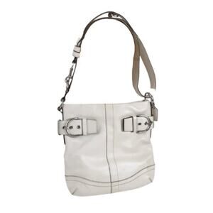 Coach Soho Slim Leather Shoulder Bag Y2K Buckle Hobo Crossbody Ivory 1452 VTG